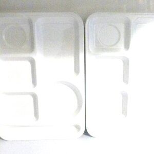 2x WHITE Texas Ware Melamine Ware DINNER TRAYS Vintage Serving Tray TV DINNER